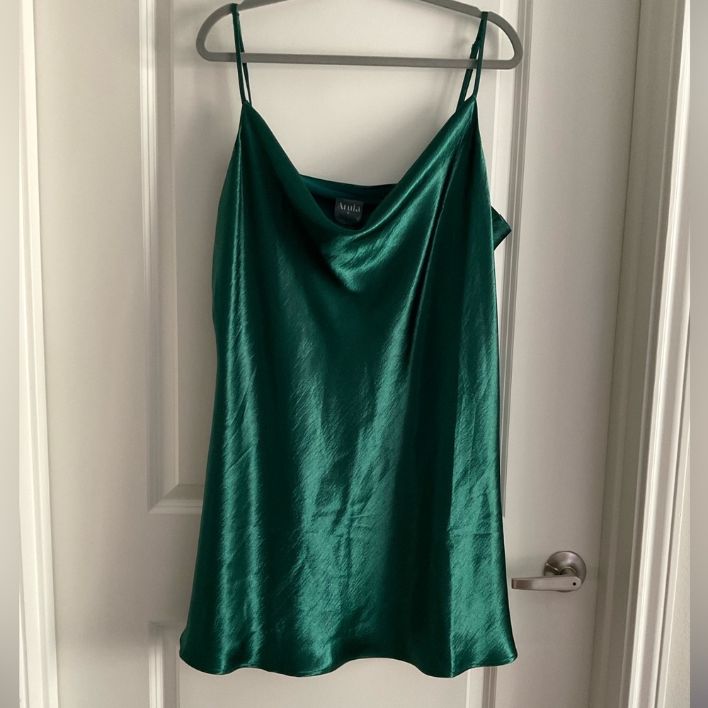 Arula Green Satin Cami Dress